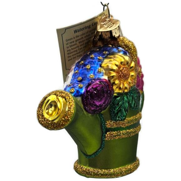 OWC Watering Can Green Flowers Garden Old World Christmas Spring Tree Ornament - Picture 6 of 12